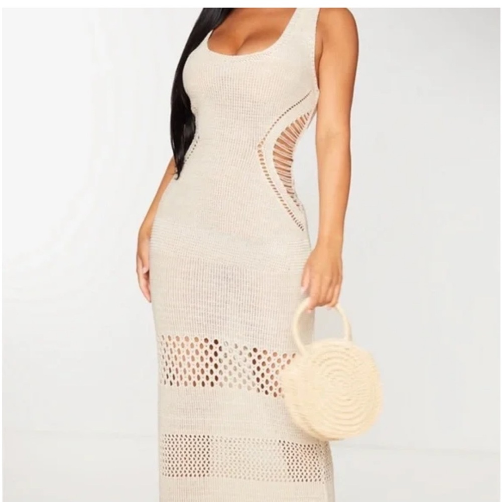 PrettyLittleThing Beige Knit Maxi Dress